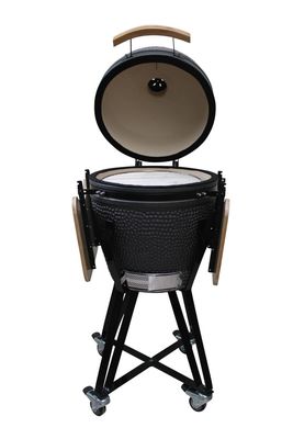 Cerámica Parrilla Kamado De 20 Pulgadas Parrilla De Carbón Color Negro Mate 51 Cm Con Carro Y Mesas Laterales