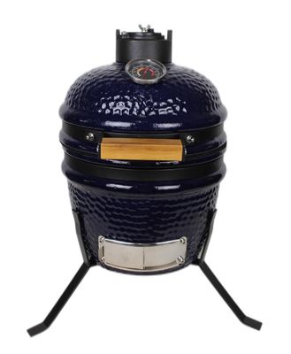 Parrilla de cerámica Kamado de 13 pulgadas para exteriores, carbón, color azul marino, 32 cm.
