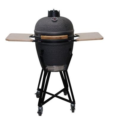 Cerámica Parrilla Kamado De 20 Pulgadas Parrilla De Carbón Color Negro Mate 51 Cm Con Carro Y Mesas Laterales