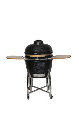 Cerámica al aire libre 24 pulgadas Kamado Grill color negro carbón 61cm con carro y mesas laterales
