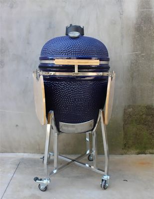 Parrilla de cerámica al aire libre del carbón color de la marina de guerra de 22 pulgadas con el carro y las tablas laterales