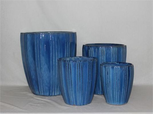 4 macetas de jardín de cerámica de colores esmaltados forma redonda de fuego alto