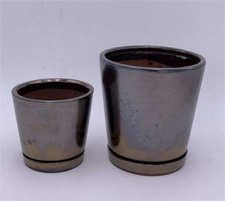 Macetas cuadradas de cerámica para interiores de 5 pulgadas y 7 pulgadas con platillo esmaltado