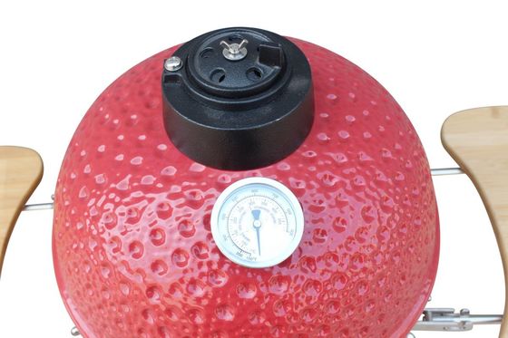 Acero Inoxidable Ceramica 15 Pulgadas Kamado Grill Color Rojo 39cm Con Carro Y Mesas Auxiliares