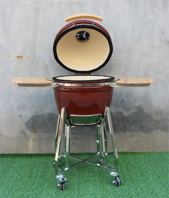 Parrilla Barbacoa Kamado 18 Pulgadas Ahumador Cerámica Color Rojo Tropical 48cm
