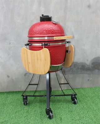 Color rojo real los 44cm del Bbq de la caldera de cerámica de 17 pulgadas con el carro y las tablas laterales