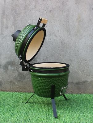 Color verde 13 pulgadas Kamado Grill Utensilios de cocina Hierro revestido negro