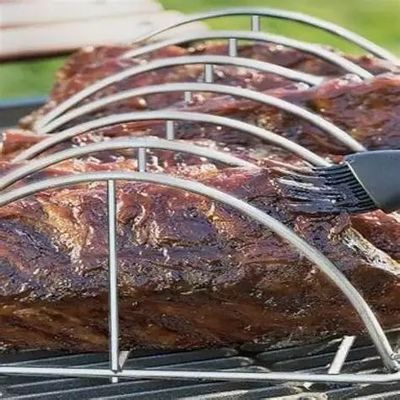 estante de la costilla del acero inoxidable de los accesorios de la parrilla de los 41x25.5x12cm Kamado para fumar y asar a la parrilla