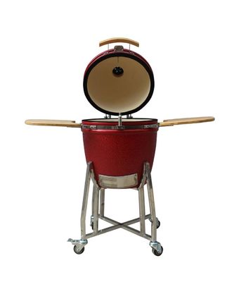 El color rojo Kamado de cerámica asa a la parrilla la mullita a prueba de calor del carbón de leña al aire libre de 22 pulgadas