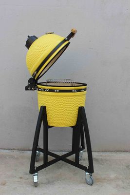 Cerámica 16 pulgadas Kamado Parrilla Carbón de color limón 40cm Con carro y sin mesas laterales