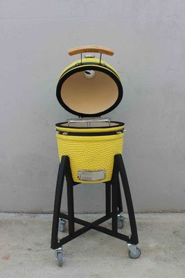 Cerámica 16 pulgadas Kamado Parrilla Carbón de color limón 40cm Con carro y sin mesas laterales